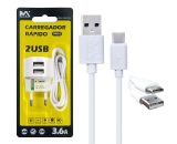 CARREGADOR CELULAR TIPO C 3.6A RAPIDO 2USB C/ANATEL MAXCAR123 MAXMIDIA