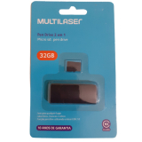 KIT 2 EM 1 PEN DRIVE + CARTAO MEMORIA CLASSE 10 MC163 32GB MULTILASER