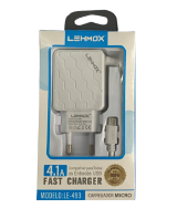 CARREGADOR DE CELULAR LEHMOX V8 2 USB 4.1A FAST LE-493 MICRO