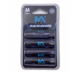 PILHA RECARREGAVEL AA 2100MAH 1.2V MAXMIDIA CARTELA C/4 UN MAX-REC2345