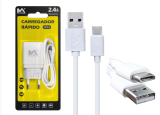 CARREGADOR CELULAR TIPO C 2.4A TURBO RAPIDO 1USB C/ANATEL MAXCAR125 MAXMIDIA